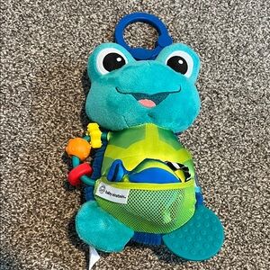 BRAND NEW Baby Einstein Blue and Green Plush Frog On-The-Go Baby Toy w/teether